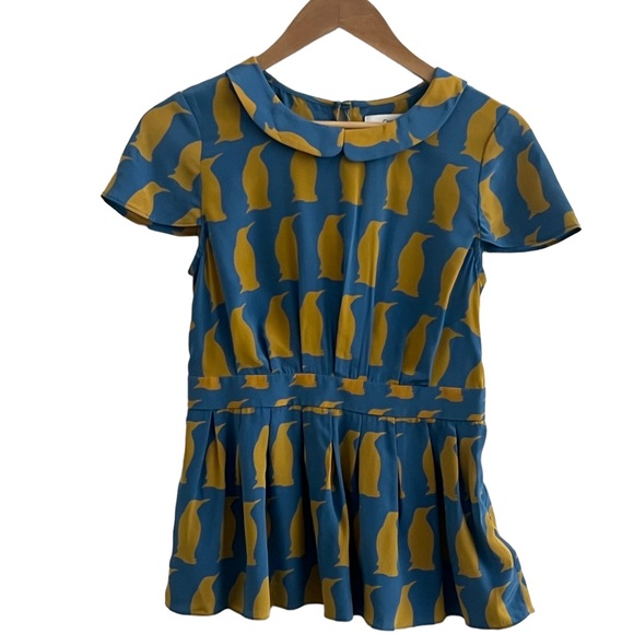 Anthropologie Charlotte.By Charlotte Taylor Penguin Peplum Blouse - Picture 1 of 6